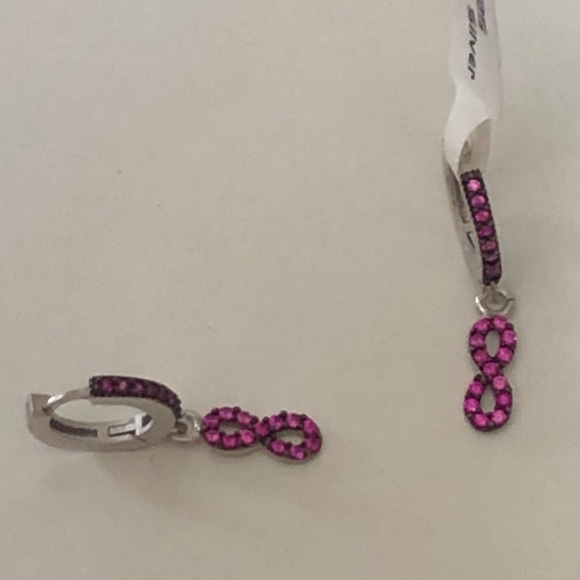 925 Silver infinity earrings cz stones hoop - Picture 1 of 6